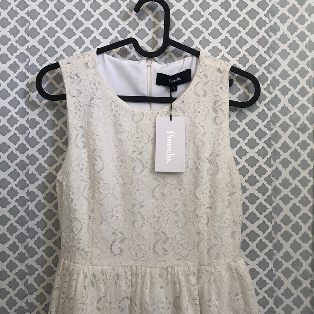 NWT pomelo white lace asymmetrical formal dress - Picture 3 of 5